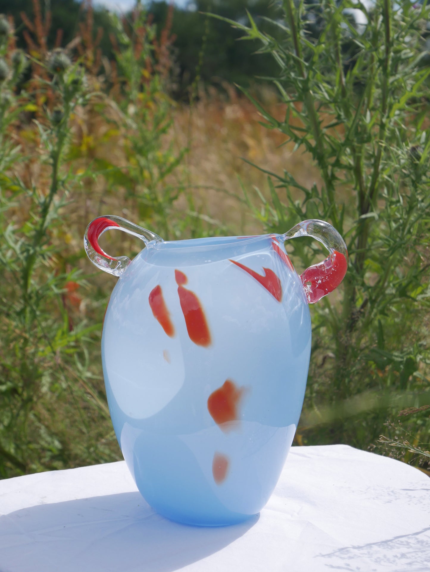 Large Blue and Red Vase