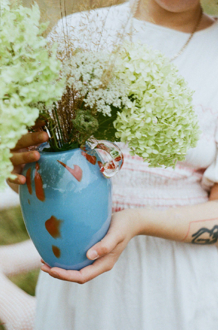 Large Blue and Red Vase
